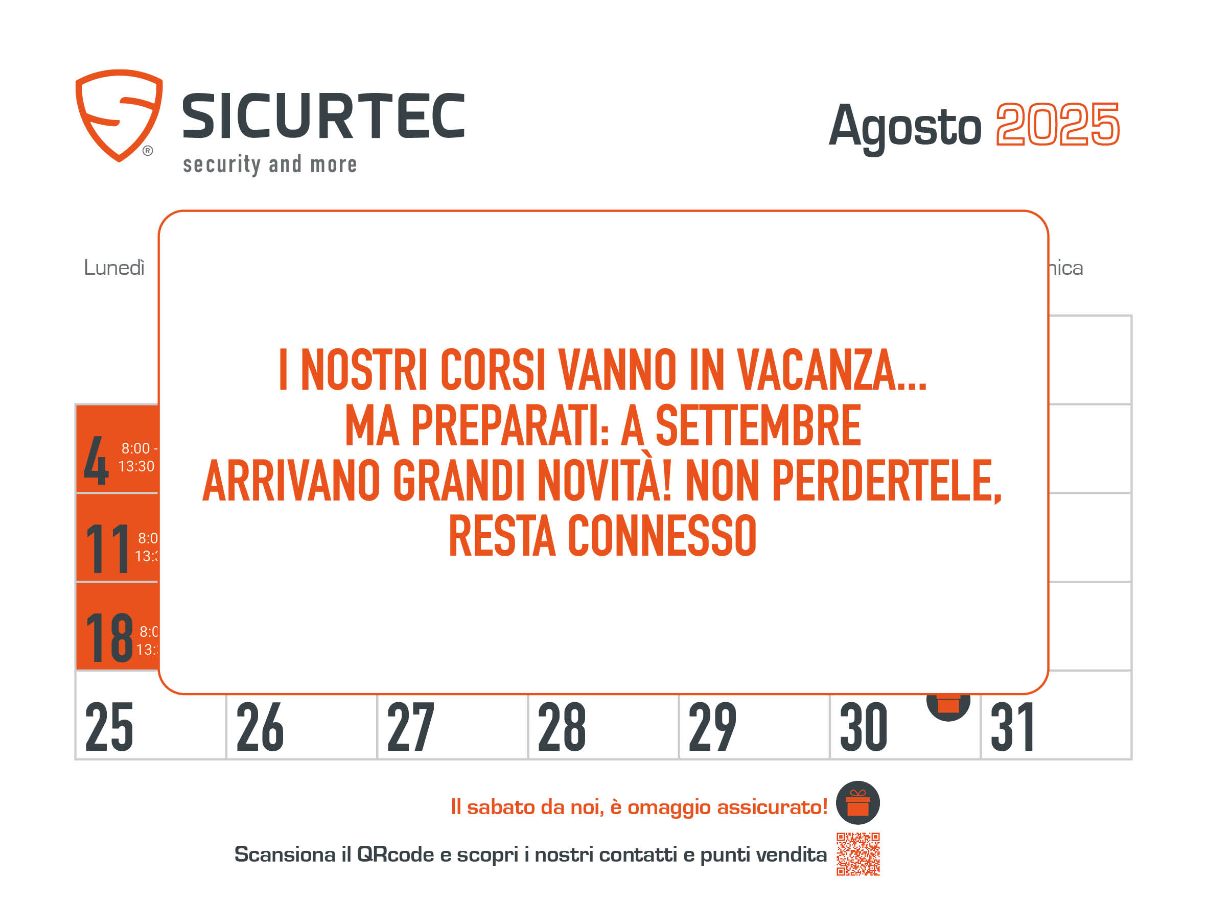 CALENDARIO CORSI DEL MESE